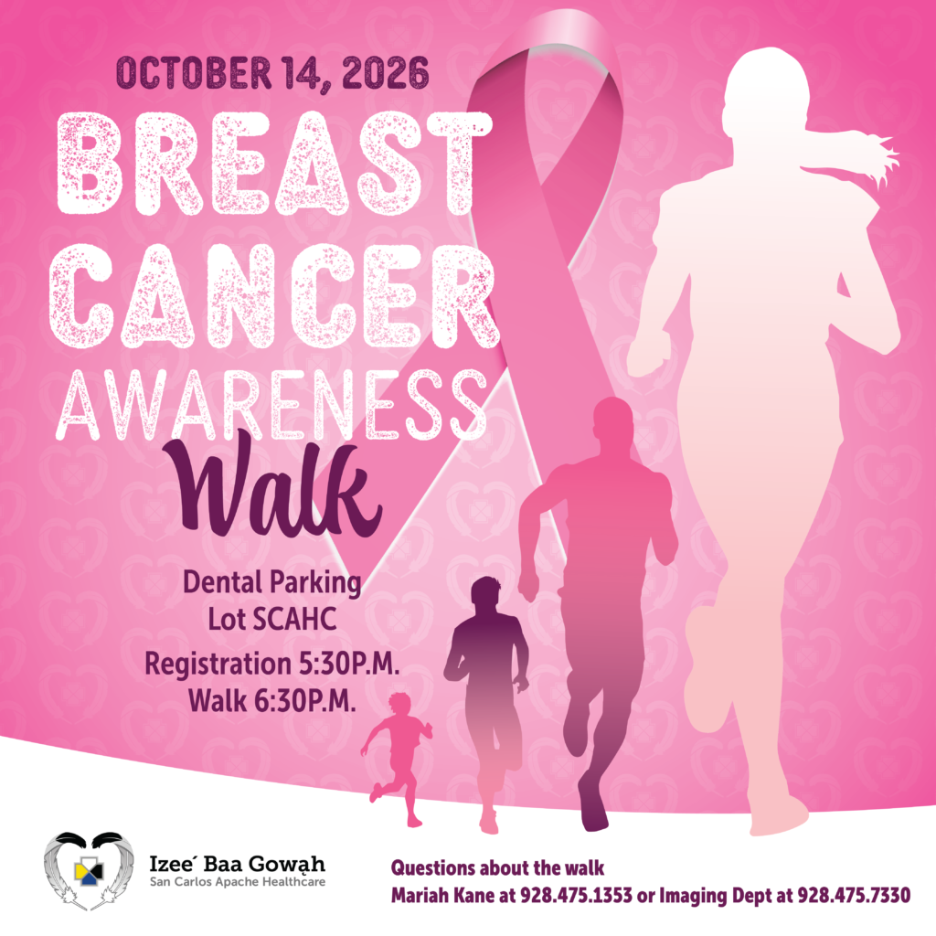 Flyer for Breast Cancer Awareness Walk - Oct 15 at 5:30pm, SCAHC Campus